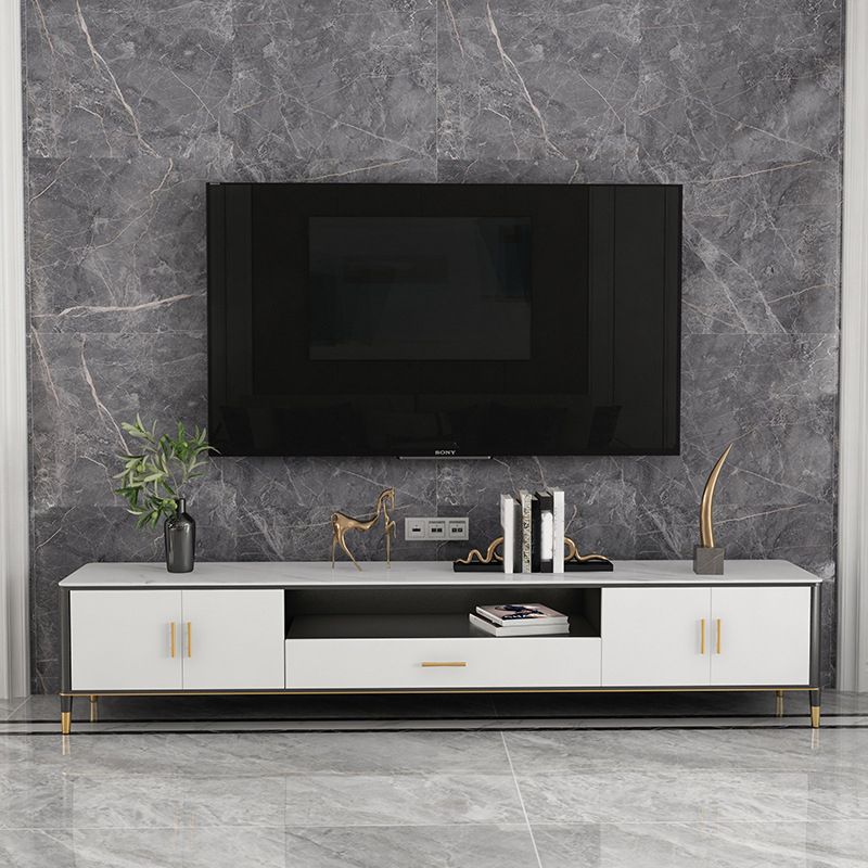 Stone Media Console TV Stand Open Storage TV Stand with Drawer