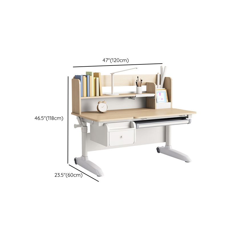 23" Wide Student Table Wood Storage Drawer Kids Desk with Casters