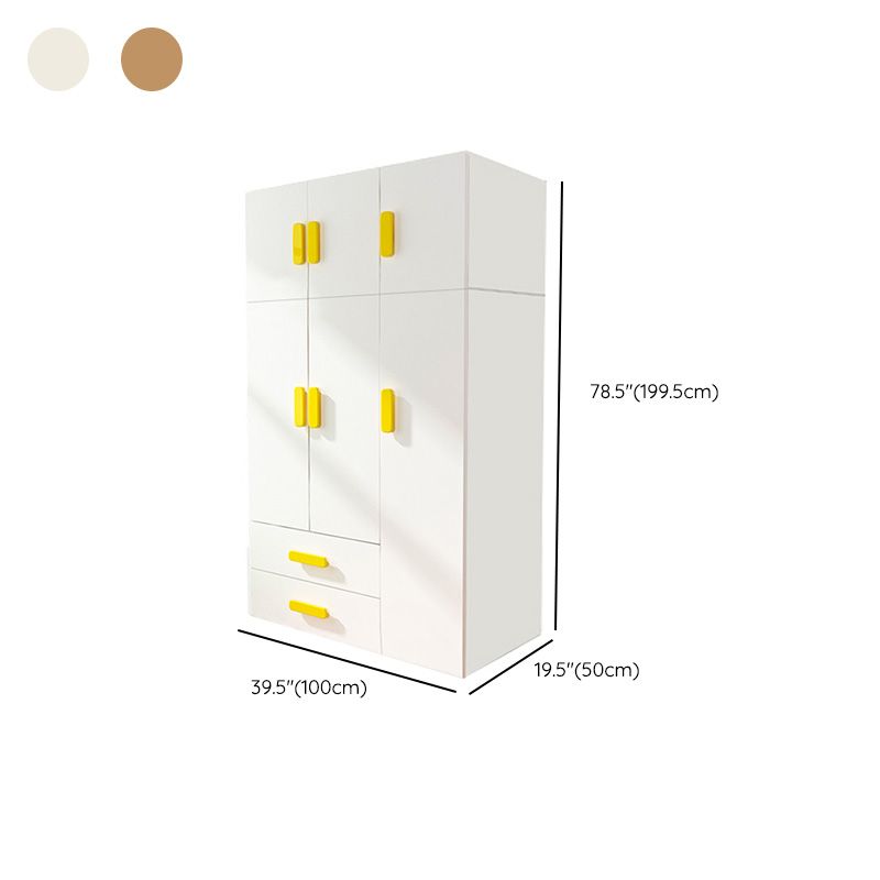 Yellow Modern Kids Closet 2-Drawer Wooden Glossy Kid's Wardrobe