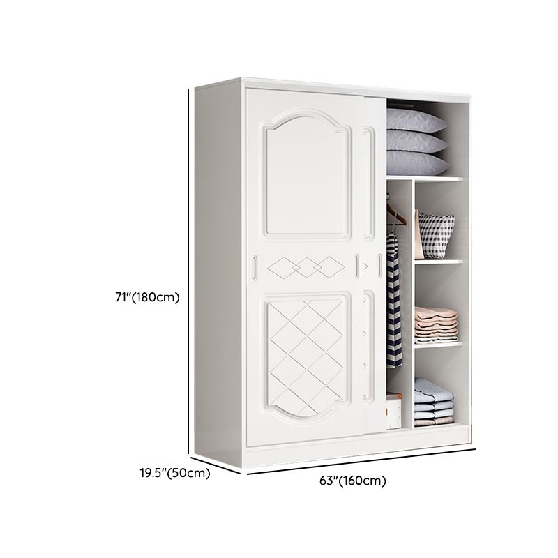 Contemporary White Coat Locker Solid Wood Closet with1 Sliding Door