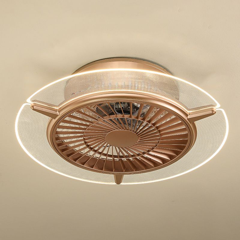 Ventilador de techo de lavado en forma de oro rosa Luz de LED acrílico contemporáneo Semi Flush Light para dormitorio