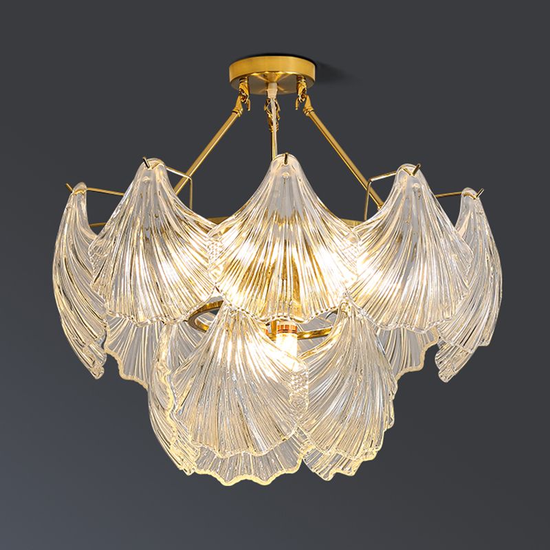 Laux de suspension de forme unique Lumières de lustre en verre de style contemporain en or