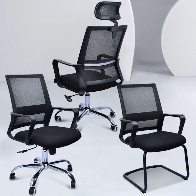 Contemporary Office Chair Fixed Arms Lumbar Support Conference Chair