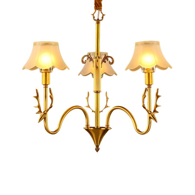 Mit überbrochener Esszimmer hängende Lampe Kolonialfrierglas 3/5/6 Lichter Gold Finish Kronleuchter Leuchte