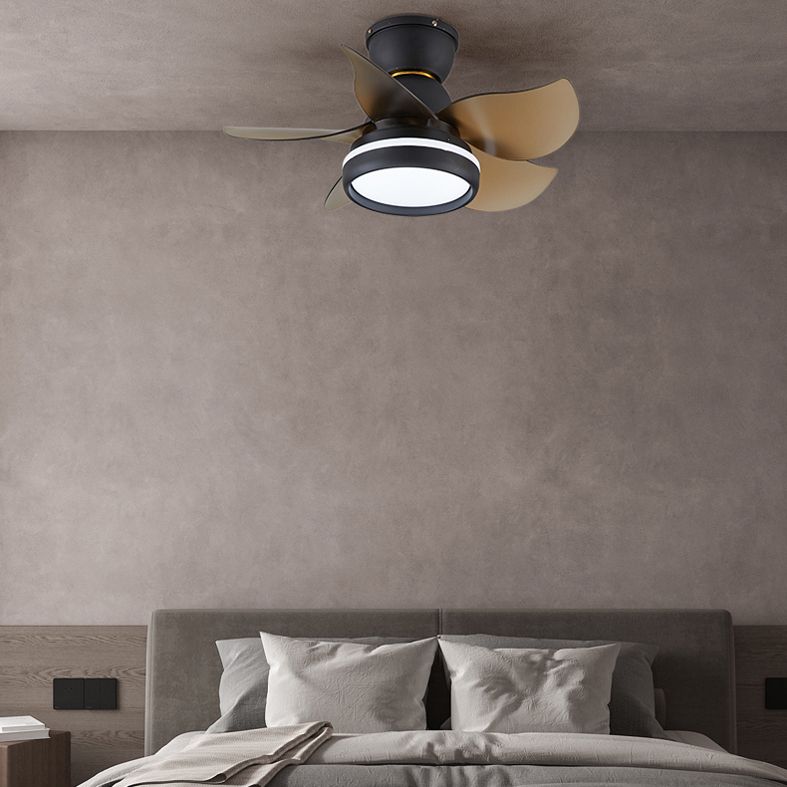 Macaron Style Round Pendant Fan Lamp Fixture Acrylic LED Bedroom Semi Flush Light