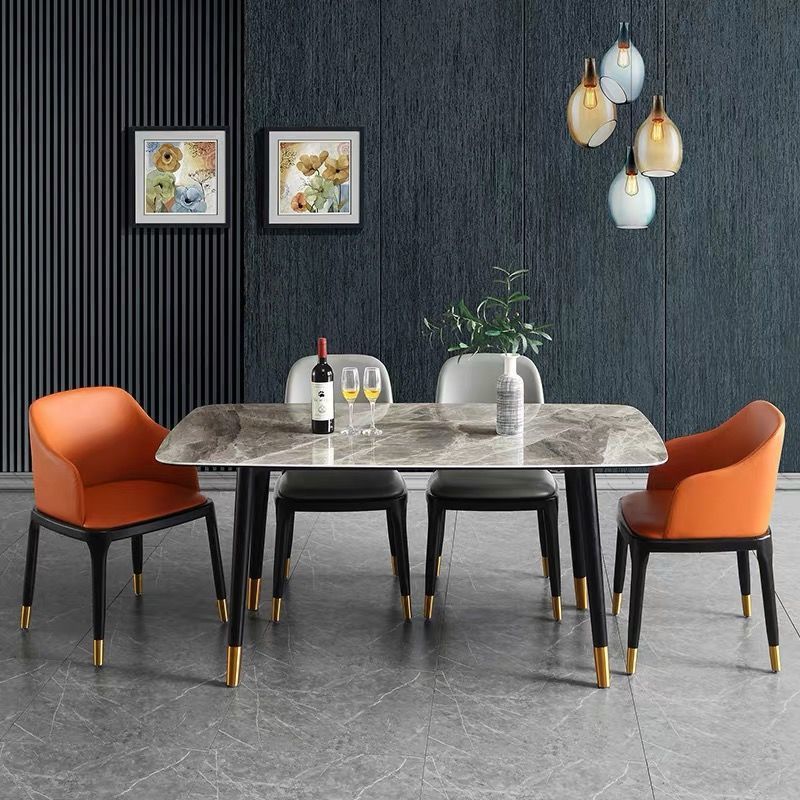 Sala da pranzo in pietra sinterita nordica set con mobili da pranzo a base di metallo per uso domestico