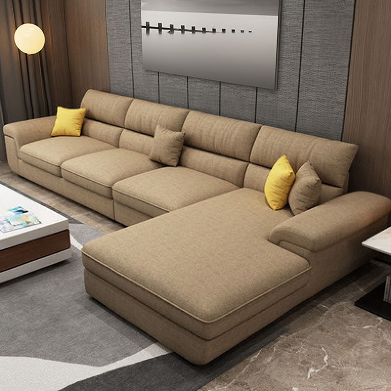 Contemporary L-Shape Modular Sectional Pillow Back Cushion Sofa and Chaise for Apartment