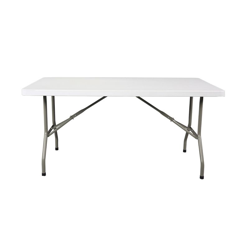 Rectangle Modern Dining Table White Plastic Table with Metal Frame