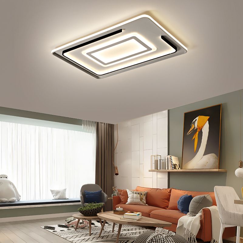 Acrylic Rectangular Ceiling Light Modern LED Flush Mount in Warm/White Light for Living Room, 18"/21.5"/35.5" Wide