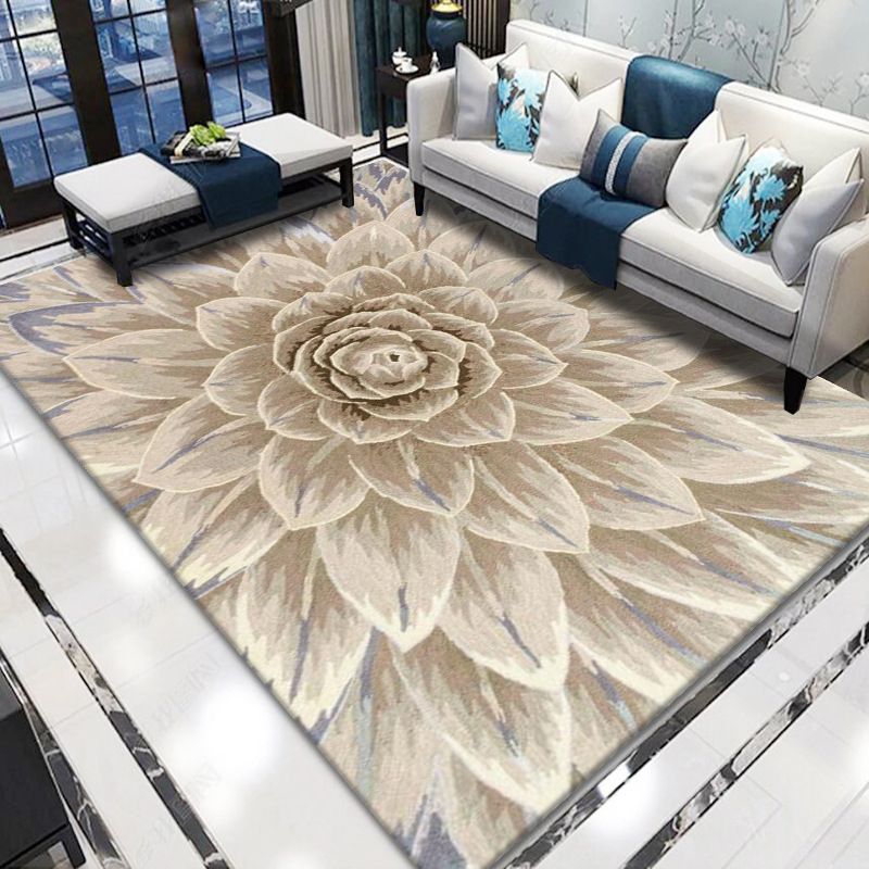 Retro Living Room Rug Multi Colored Flower Printed Indoor Rug Polyster Anti-Slip Stringy Selvedge Area Carpet