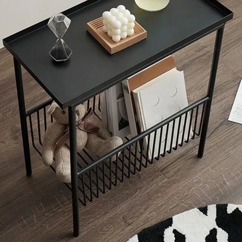 Metal Bed Nightstand Modern Open Storage Shelf Included Night Table with Legs