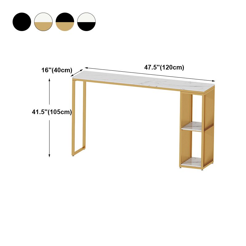 Marble Bar Table with Rectangle Table Top Double Pedestal Table with 41.3-inch Height