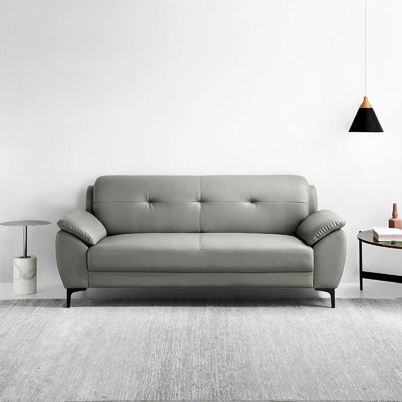 Glam Gray Tufted Split-Back Stationary Stain Resistant Standard Sofa