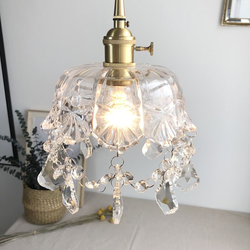 Glass Industrial Pendant Light 1-Light Hanging Ceiling Light for Hallway