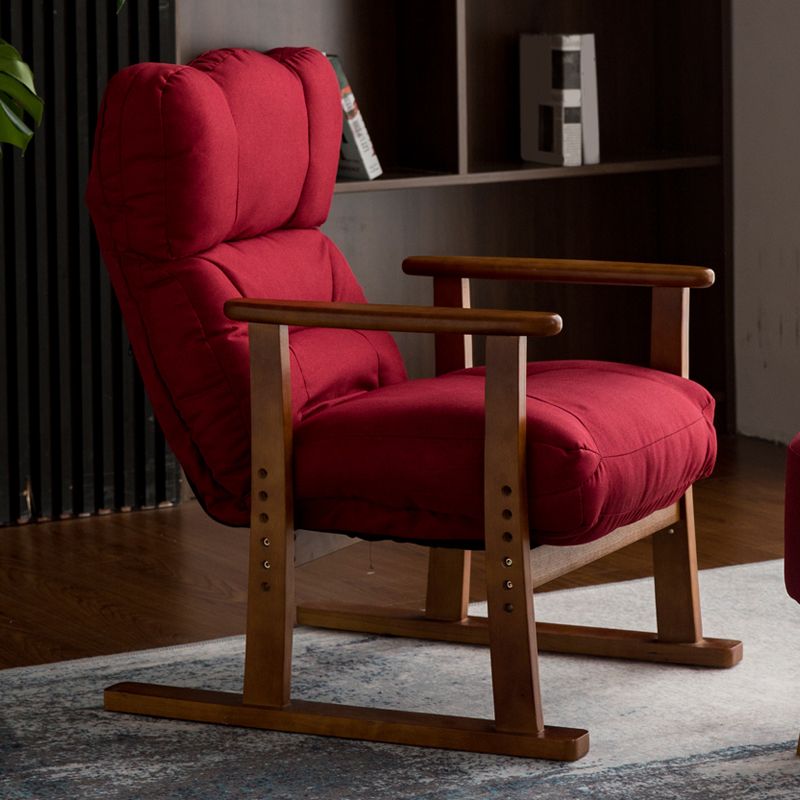 Wood Frame Standard Recliner Solid Color Recliner Chair with Stool