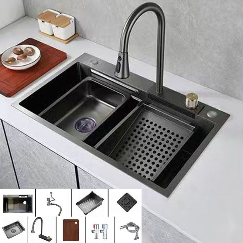 Modern Kitchen Sink Stainless Steel with Accessories and Faucet Bar Prep Sink