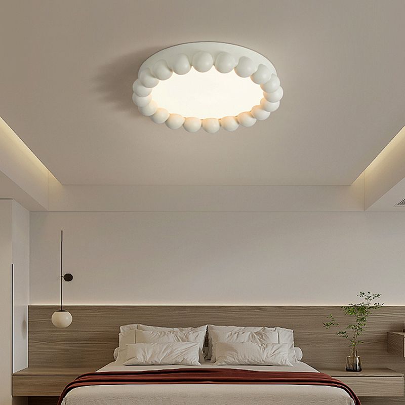 Contemporary LED Round Flush Mount Resin and Acrylic Ceiling Flush in 3 Colors