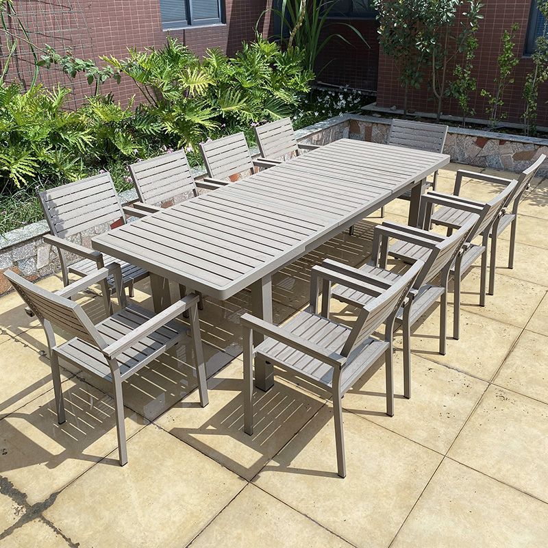 Modern Aluminum Patio Table Scalable Rectangle Waterproof Dining Table