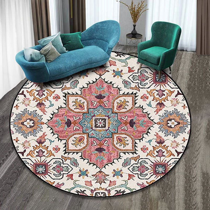 Moroccan Tribal Symbols Indoor Rug Polyester Carpet Stain Resistant Area Carpet for Home Decoration
