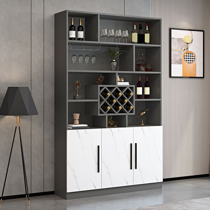 Modern Style Manufactured Wood Floor Wine Bottle Holder with Storage Shelves