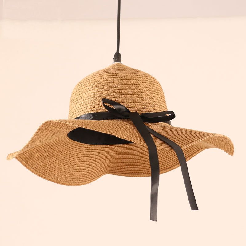 1 a forma di cappello leggero illuminazione a ciondolo sud-est asiatico rattan a soffitto a soffitto per il ristorante