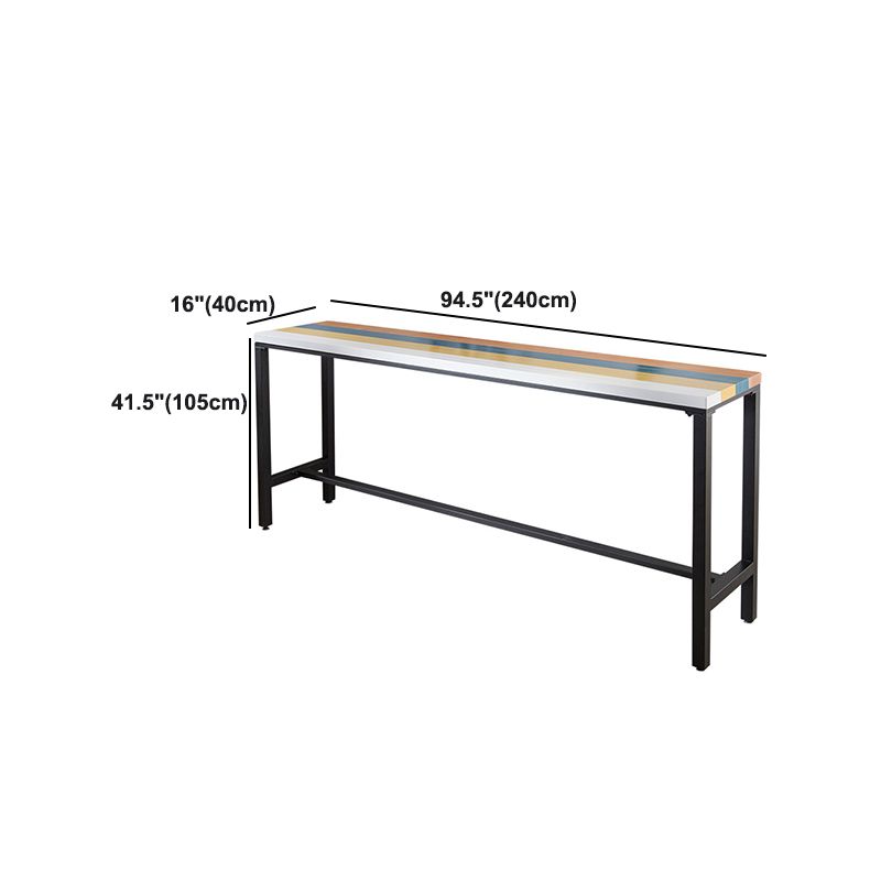 Wood Rectangle Top Bar Table 42-inch Height Industrial Style Bar Table