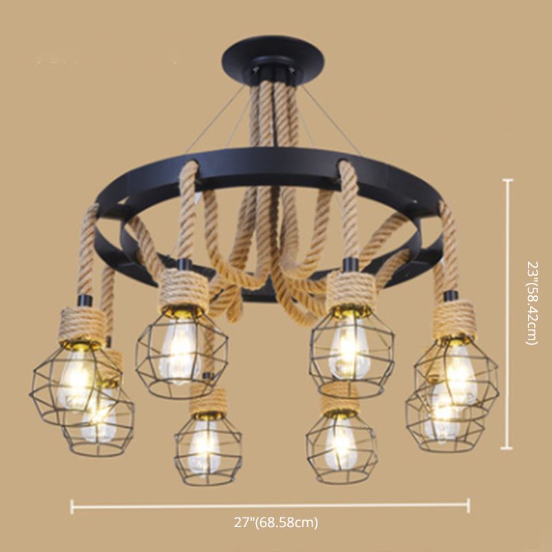 Pendant Light Natural Manila Rope Light Creative Living Room Indoor Light