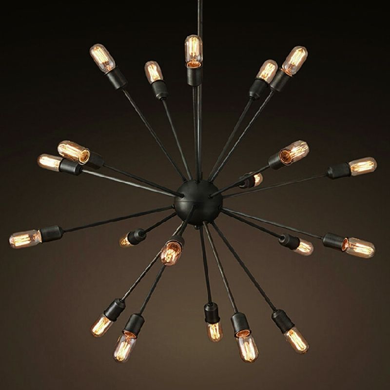 Luz colgante de Sputnik Black en lámpara de hierro forjado de estilo vintage industrial para lugar comercial