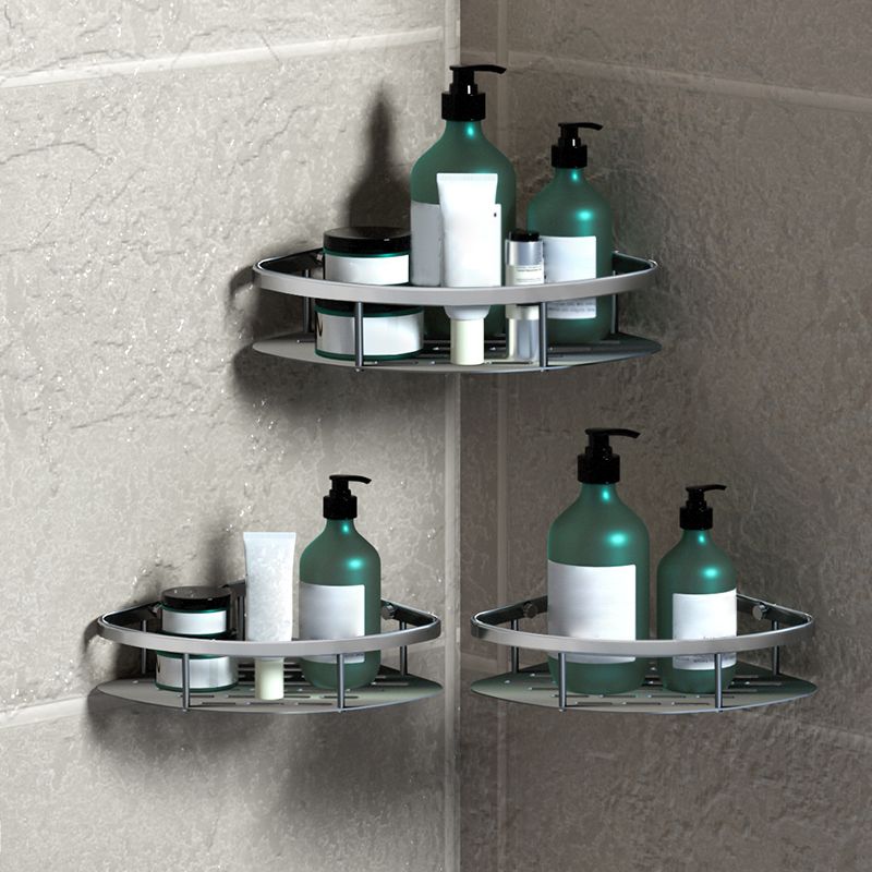 3-Piece Modern Bathroom Accessory Set Aluminum Bath Shelf in Silver