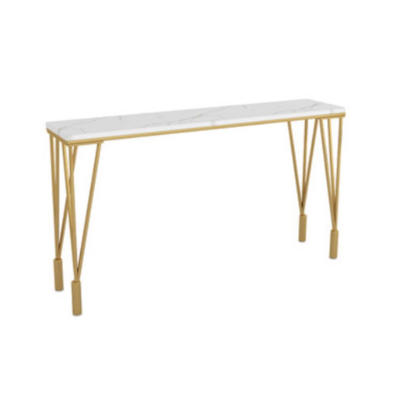 White and Gold Marble Counter-height Pub Table Rectangle Shop Bar Dining Table