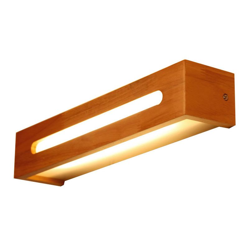 Rectangle Wood Wall Mounted Lights Contemporary Wall Mounted Light Fixture for Bathroom