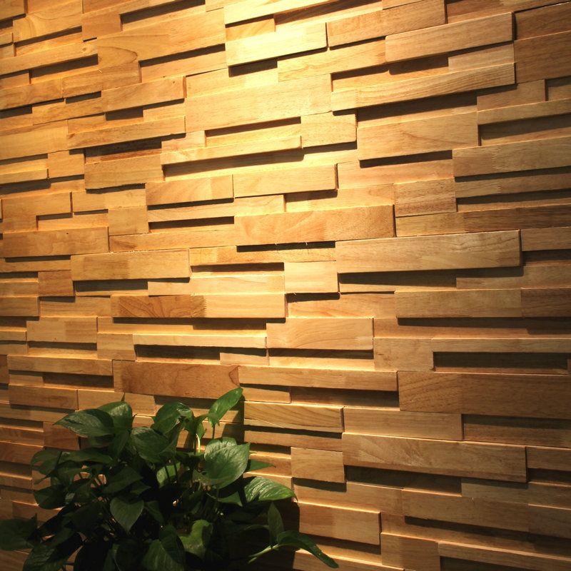 Mosaic Wood Wall Paneling Glue down Living Room Modern Style Wood Plank