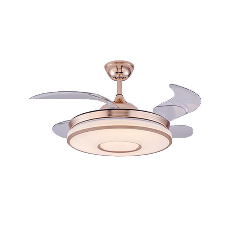 Nordic Style Ceiling Fan Lamp Acrylic Shade Circle Shape Ceiling Fan Light for Bedroom