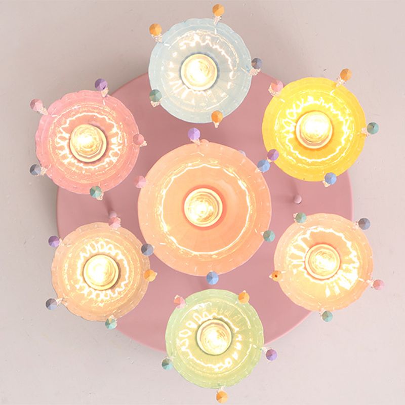 Paraplu -glazen hanglampverlichting macaron roze hangende hanglamp voor kinderslaapkamer