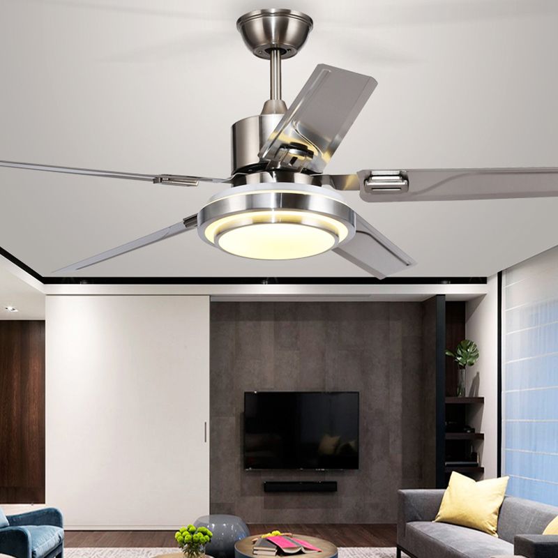 Modern 5-Blade Ceiling Fan Lighting with Stainless Steel for Dining Room