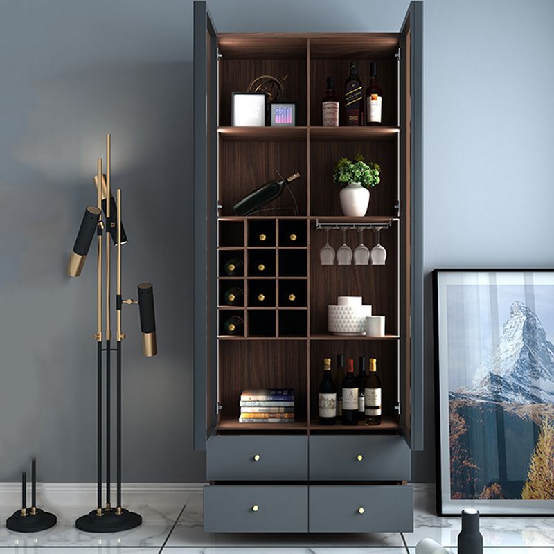 Modern Wood Display Stand Glass Doors Storage Cabinet for Living Room