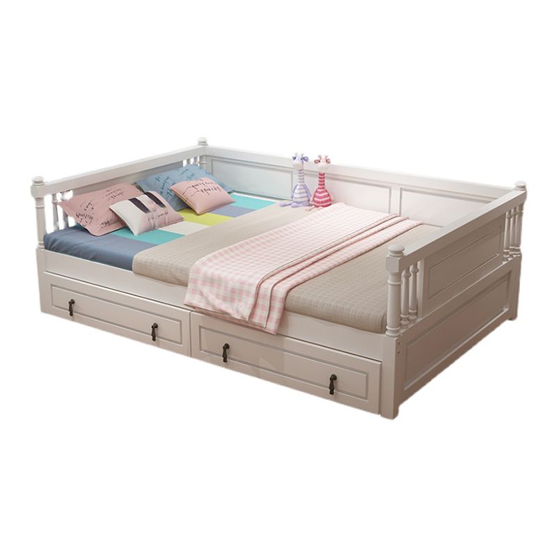 Contemporary Solid Wood Baby Crib with Guardrails Nursery Bed