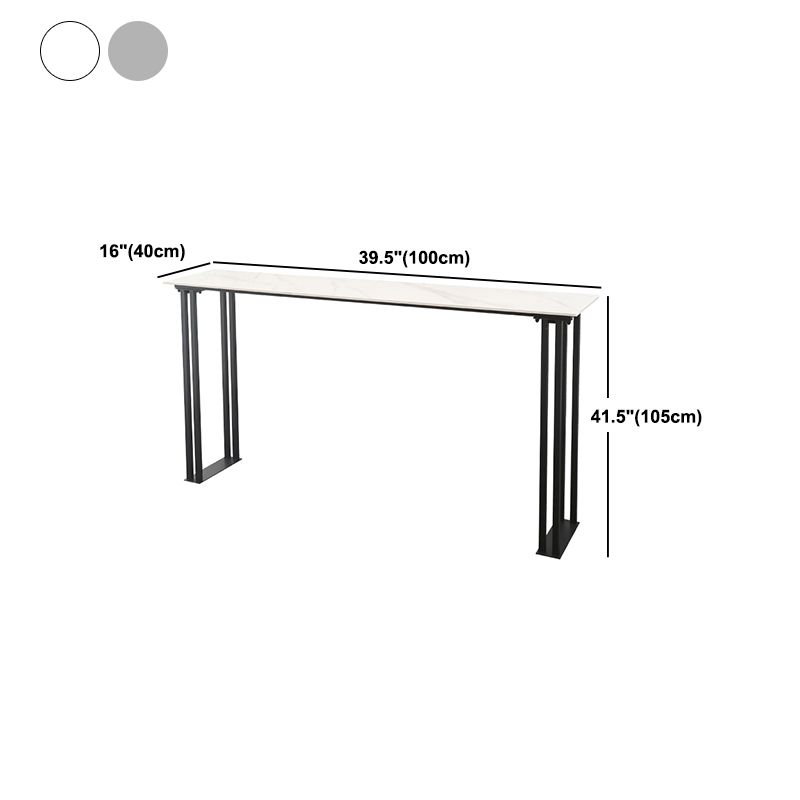 Industrial Pub Table for Living Room Stone Top Bar Table with Double Pedestal