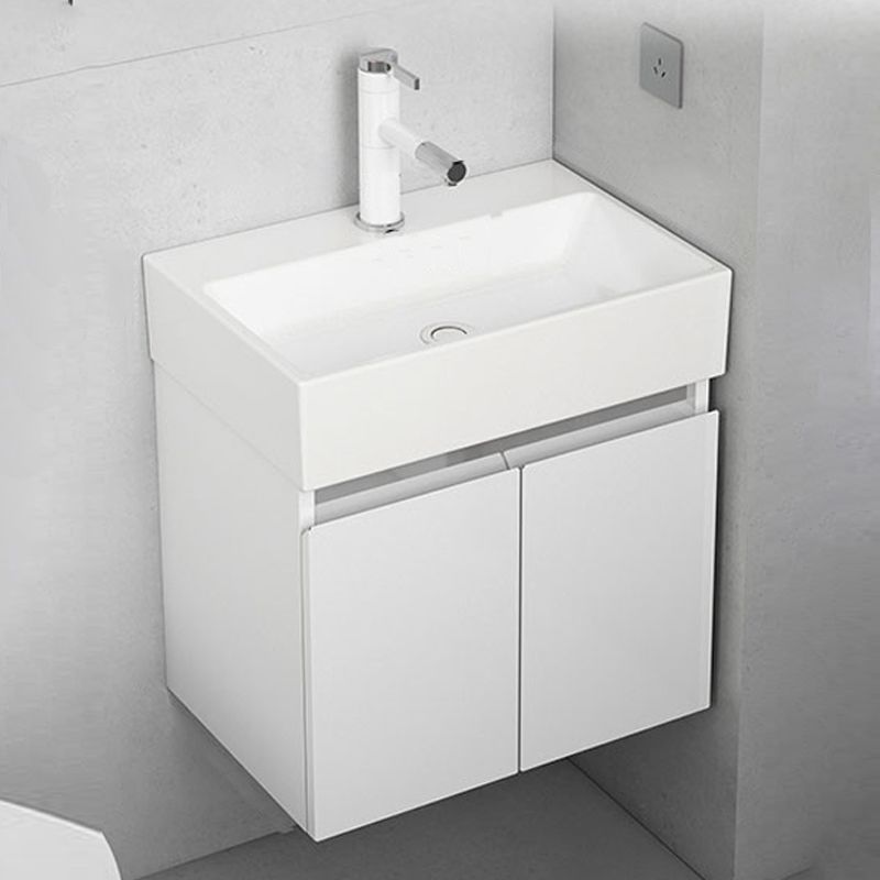 Modern Metal Bathroom Vanity Solid Color Wall Mount Vanity Cabinet in White