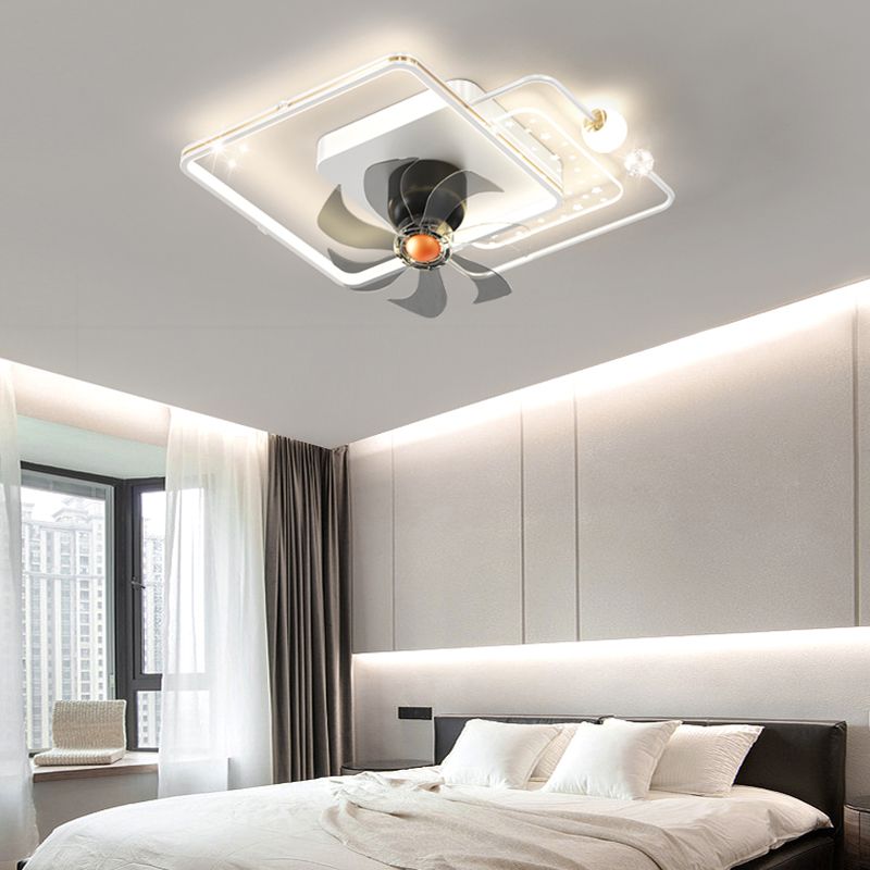 Modern LED Geometric Ceiling Fan White & Gold Fan Lighting Fixture