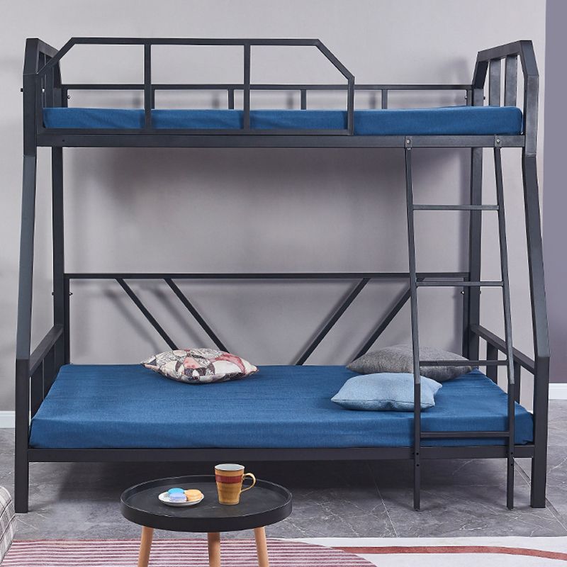 Queen Over Queen Standard Bunk Bed Modern Metal Bunk Bed in Black