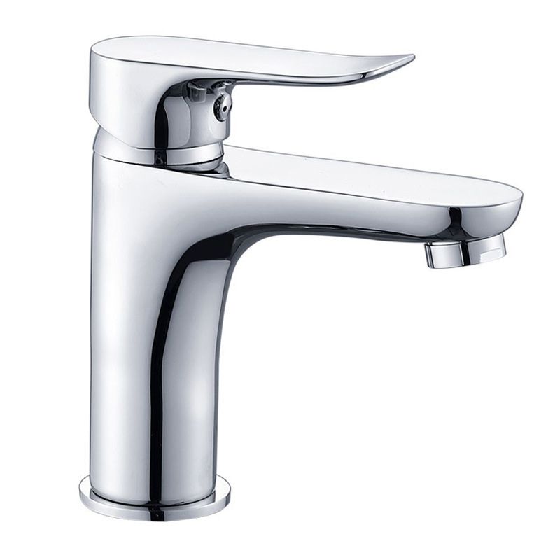 Basic Metal Sink Faucet Silver Bathroom Faucet with Lever Handle