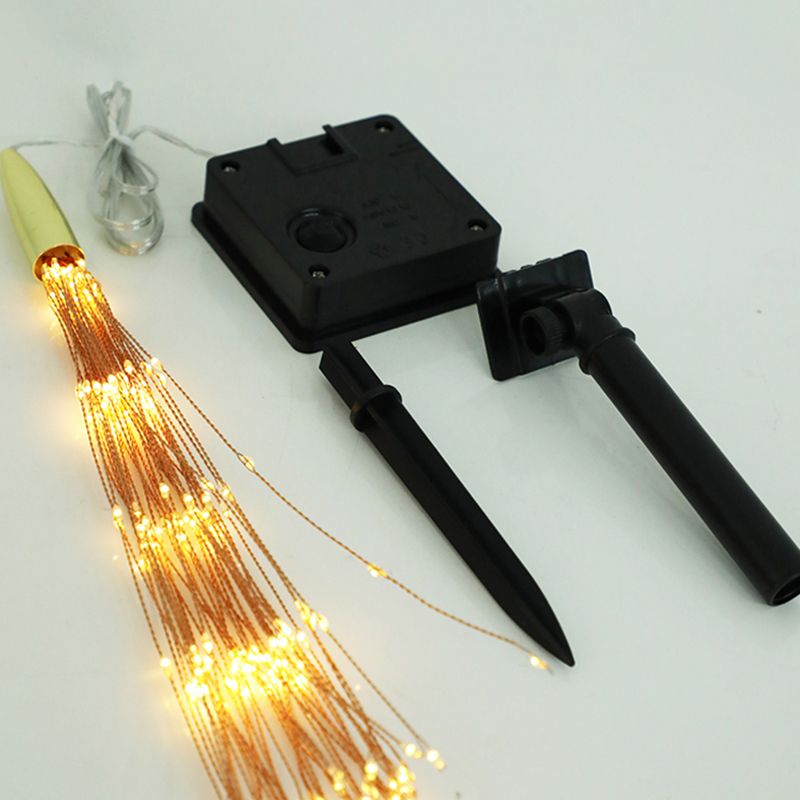 Plastic Firework LED Fairy Lamp Artistic 200 Bulbs Brass Solar String Light, 2.3ft