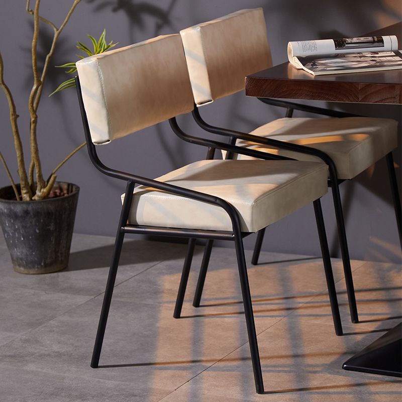 Industrial Open Back Dining Side Chair Leather Dining Chair in Matte Finish