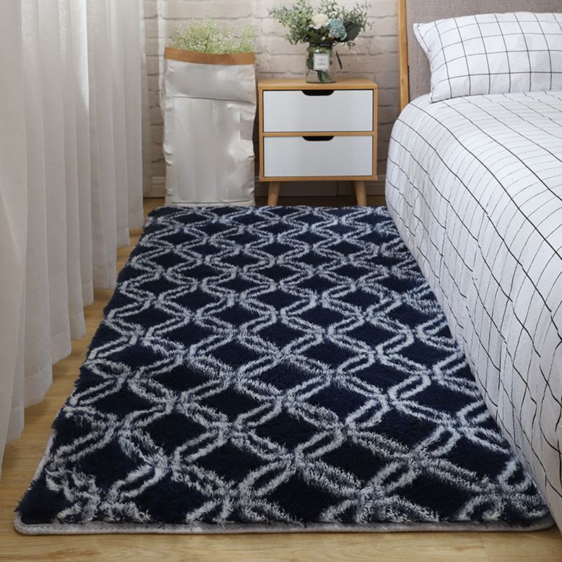 Modern Graphic Printed Rug Multi-Color Fluffy Rug Non-Slip Backing Stain Resistant Washable Rug for Bedroom