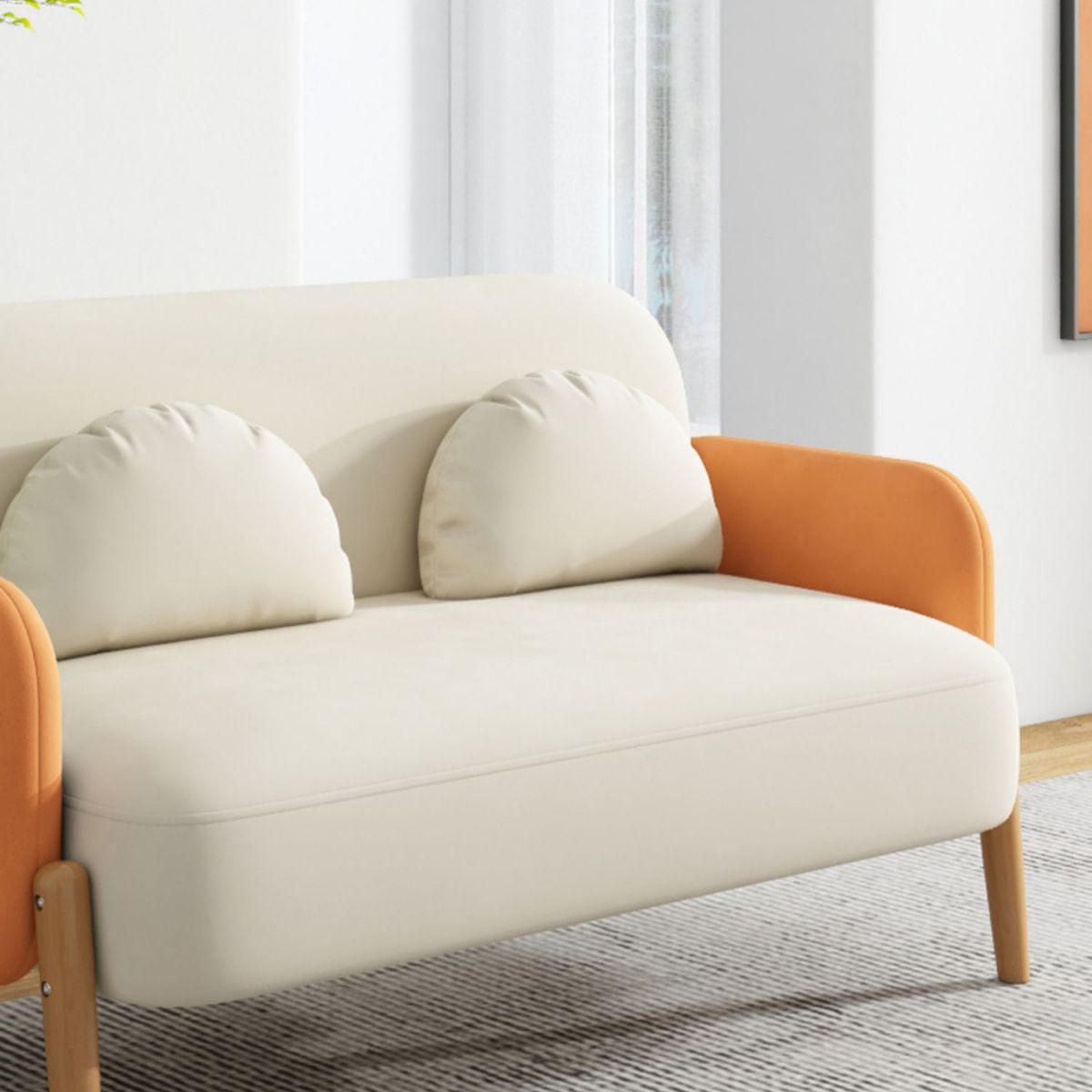 Ultra-moderne 3-Sitzer-Sofa mit quadratischen Arm und 4 Holzbeine