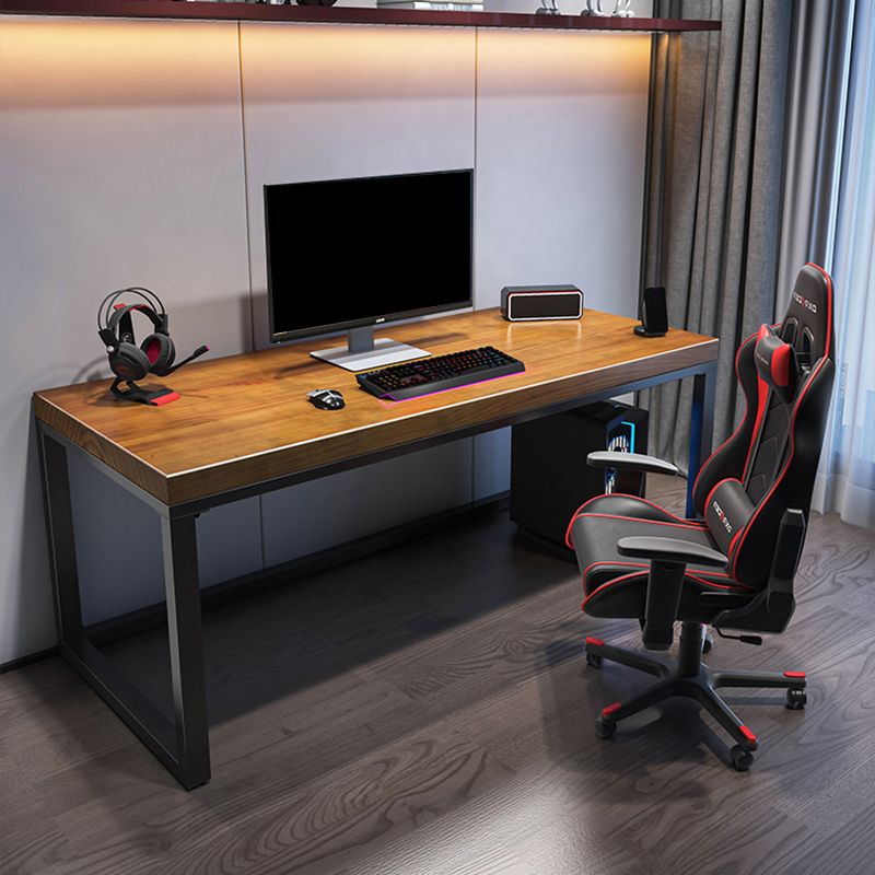 Industrial Wood Computer Desk Sled Rectangular Gaming Desk with Metal Legs