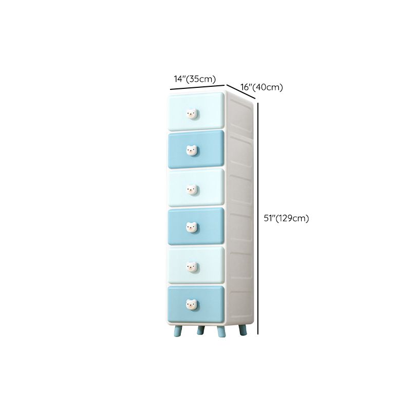 Modernism Plastic Nursery Dresser Vertical Kids Nightstand with 2/3/4/5/6 Drawers