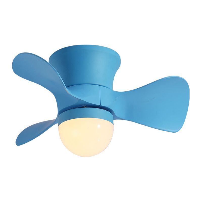 Kids Dome Flush Mount plafondventilator licht metallic 3-blade slaapkamer LED spoeling in roze/blauw, 23,5 "breed