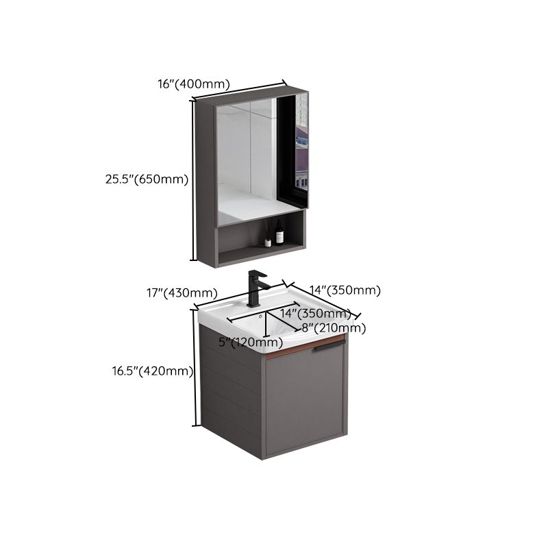 Modern Rectangular Bathroom Vanity Metal Frame Single-Sink Sink Vanity